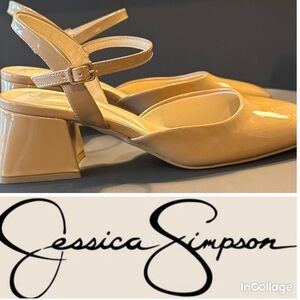 Jessica Simpson Patent Tan Slingback Heels